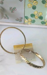 VTG Goldtone Metal Hoop Texture Pierced Earrings Hypo Allergenic Jewelry USA