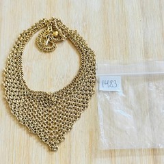 Chainmail Rolo Chain Bib Necklace VTG Statement Collar Gold Mesh Waterfall 18″