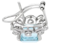 Vintage 9.50Ct Aquamarine and 0.80Ct Diamond 18k White Gold Earrings Circa 1950