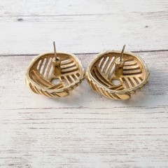 Vintage Earrings for Pierced Ears Five Sided Gold Tone Statement