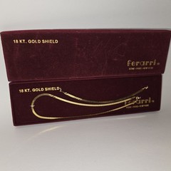 ESTATE Vintage Ferarri 18KT Gold Shield Chain & Bracelet Set in Original Box