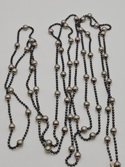 Vintage JCM Sterling Silver Italian Beaded Station Long Chain Necklace 60″