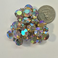 Aurora Borealis LARGE Triangular Layered Pin, All Stones ‘Live’ Secure Clasp