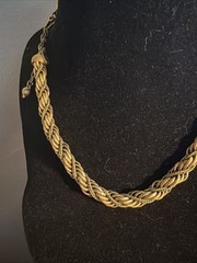 RARE VINTAGE SIGNED MONET THICK GOLD TONE BRAIDED NECKLACE Lovely Old Pawn J