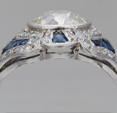 Vintage Art Deco Style Lab Created Diamond Engagement 14K White Gold Finish Ring