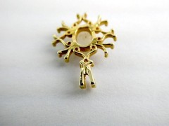 Vintage 14k Yellow Gold White Opal Oval Cabochon Pendant 1.3g .75 Inch Length