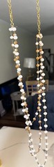 3-Layer Beaded Necklace Gold Tone Multicolor Neutral Boho Chic Long