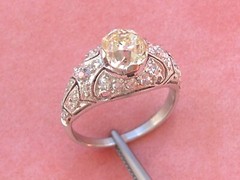 ANTIQUE ART DECO 1.52ct YELLOW EURO DIAMOND PLATINUM ENGAGEMENT RING 1930 sz 6.5