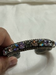 Vintage Sorrelli Cuff Bracelet Multi Color Pastel Swarovski Crystals 7”