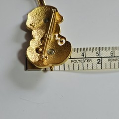 Vintage Tona Brooch Cello Violin Brushed Gold Tone with Rhinestones 3.5″ EUC