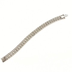 Antique Dorsons Art Deco Sterling Silver Double Row Paste Glass Link Bracelet