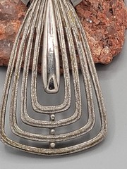 Modernist MCM VINTAGE Large BRUSHED Silver Teardrop PENDANT