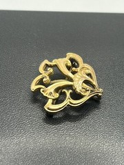 Antique gold tone ornate watch clip pin brooch Art Nouveau flowers