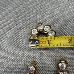 Vintage Judy Lee Set Brooch Earrings Clear Round Rhinestones Gold Tone