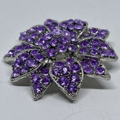 Lavender Purple Rhinestone Flower Brooch Vintage Estate Garden Lover Floral