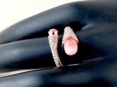 Rare 18KT Rose Gold 2.78ct Conch 0.80ct Diamond Ring ! 100% Genuine Conch Peal !