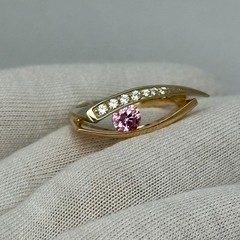 Vintage 14K 585 Rose & White Gold Ring Pink & White CZ Ukraine 6.5 US 5,56 g