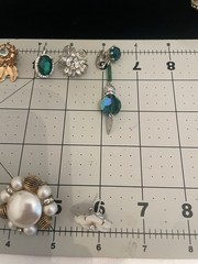 VTG EARRING LOT CLIP PIERCED Lucite Glass Rhinestones 1Pair Sterling Back SEE#15
