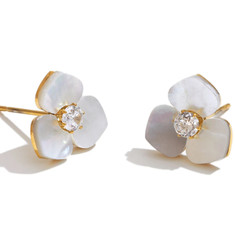 Shell Flower Jewelry Set Waterproof Gold Tone Stainless Steel Vintage