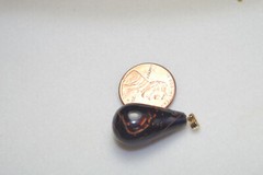 Genuine Vintage 14K Carved 45MM Elongated Teardrop Black Coral Pendent