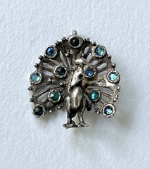 Sterling silver vintage charm, peacock