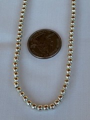Vintage 925 Sterling Silver Bead Necklace 18″ Strand 4mm strung on chain 13.44g