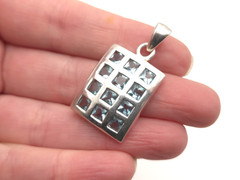 Vintage Sterling Silver 925 Sky Blue Topaz Rectangle Window Pane Pendant
