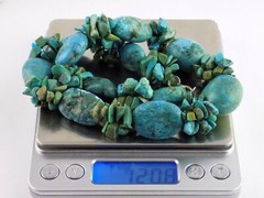 Sterling Silver Clasp Turquoise Beaded Strand Necklace 925 Varied Beads 17 Inch