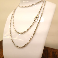 Bronzo Italia necklace rope chain 36-in Milor Italy silvertone lobster clasp