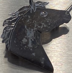 Navajo Vintage Horse Pin Brooch 925 C Clamp 4.6g LC Lee Charley