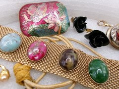 Mixed Lot~Antique & Older Vintage Jewelry~DAMASCENE~CLOISONNE~CZECH~1 925 PIN