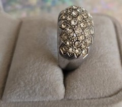 Sterling Silver heavy CZ Band Cocktail Ring size 7 3/4 ✨️ Possible 8. Read