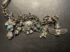 Vintage Silver Tone Charm Bracelet 7″ Fred Harvey Era AZ NM UT CA Western West