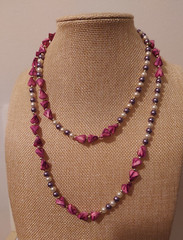 purple lavender bead & faux pearl 38″ necklace strand