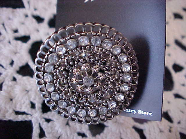 Costume Jewelry Ring Sapphire Silvertone Rhinestones Stretchable Band New
