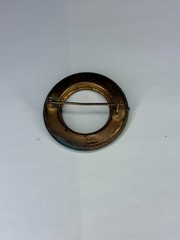 Vintage Micro Mosiac Glass Round Brooch Italy