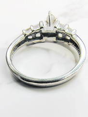 14K White Gold .69ct Marquise & Baguette Natural Diamond Ring Size 6 5g Vintage