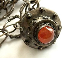 Antique Silver Etruscan Large Charm – Fob Bracelet