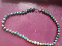 Faux Dark Jade Round Bead Choker Necklace 16″ with Wired Clasp