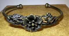Floral Bracelet Copper 3D Design Brass & Copper Charming Vintage Look Fashion