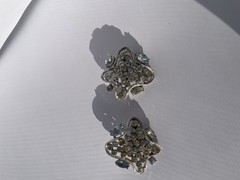 Vintage Francois Bracelet and Clip On Earrings Set Silver Tone with Rhinestones