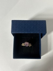 Vintage Pink Cubic Zirconia Ring Gold Plated Womens Size 5
