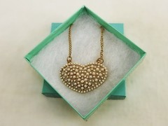 28″ Vintage Gold Tone Pearl Heart Pendant Necklace, Fashion Jewelry JWL-720
