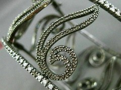 ESTATE WIDE 5.30CT DIAMOND 14K BLACK GOLD 3D FILIGREE MULTI LEAF BANGLE BRACELET