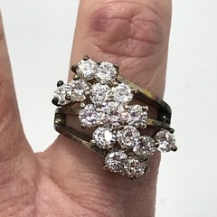 Vintage 925 Sterling Silver & Cubic Zirconia Waterfall Design Ring varied sizes