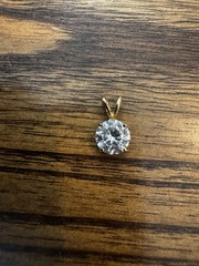 Vintage Solid 14K Yellow Gold 8mm Solitaire Pendant 2.0 CT DEW CZ 1.4g Estate