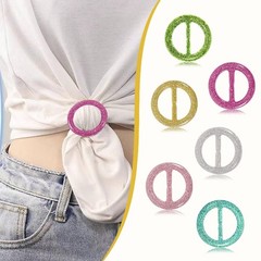 12PCS Silk Scarf Ring Clip T-shirt Tie Clips for Women Fashion Resin Ring Scarve