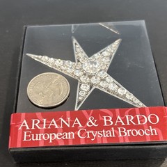Ariana & Bardo European Crystal Star Brooch Pin Fashion Jewelry 3 1/2″ x 2 1/2″