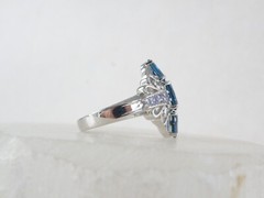 Vintage Sterling Silver 925 Heated London Blue Topaz Tanzanite Ring Size 8