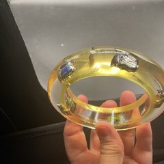 Clear Soft Yellow Vtg Beetle Bracelet Translucent Resin,,1960s, NOS(#1)